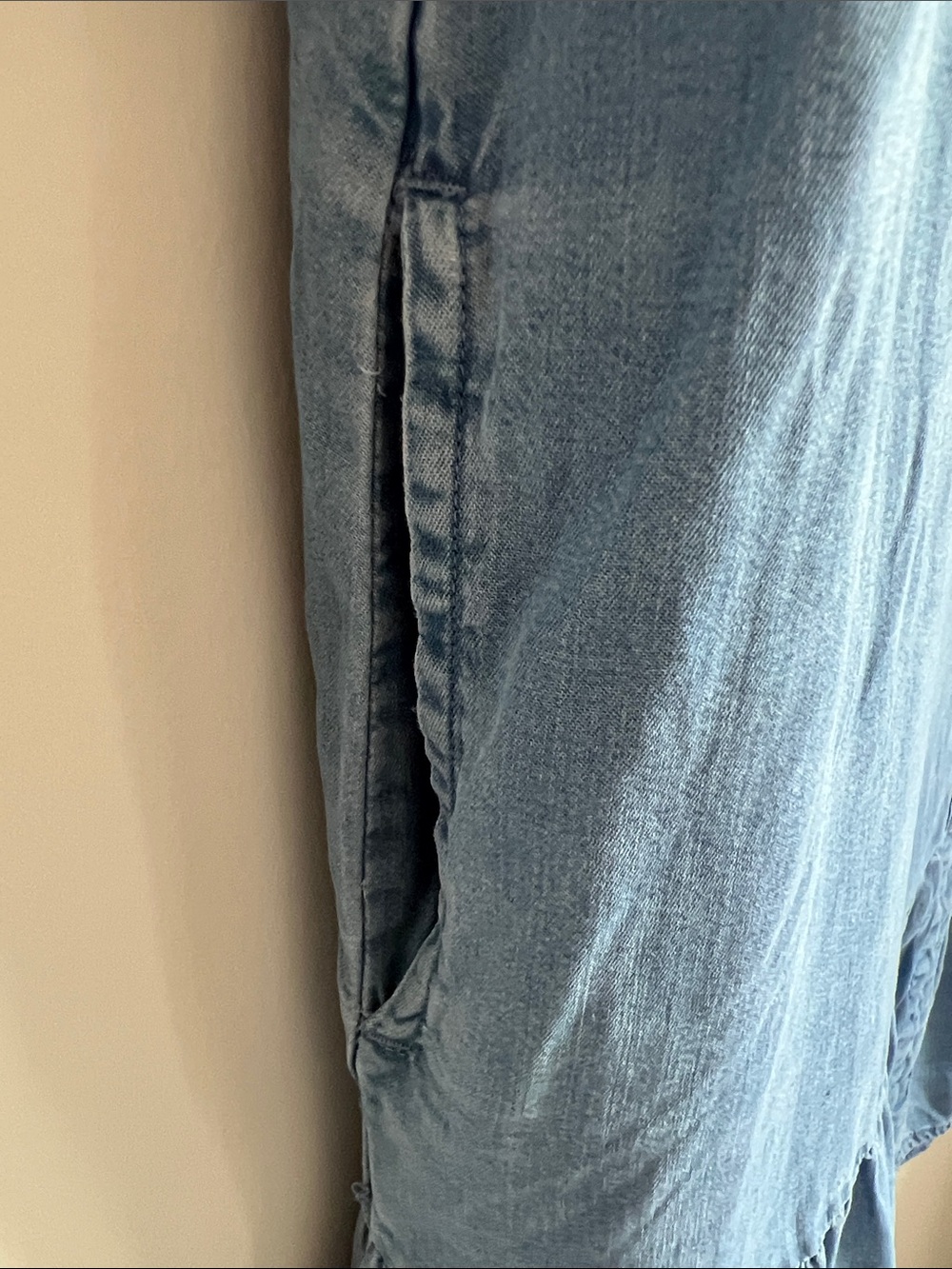 Buffalo David Bitton Chambray Tiered Dress Pockets Sz M Cottagecore Boho Prairie - Picture 12 of 13